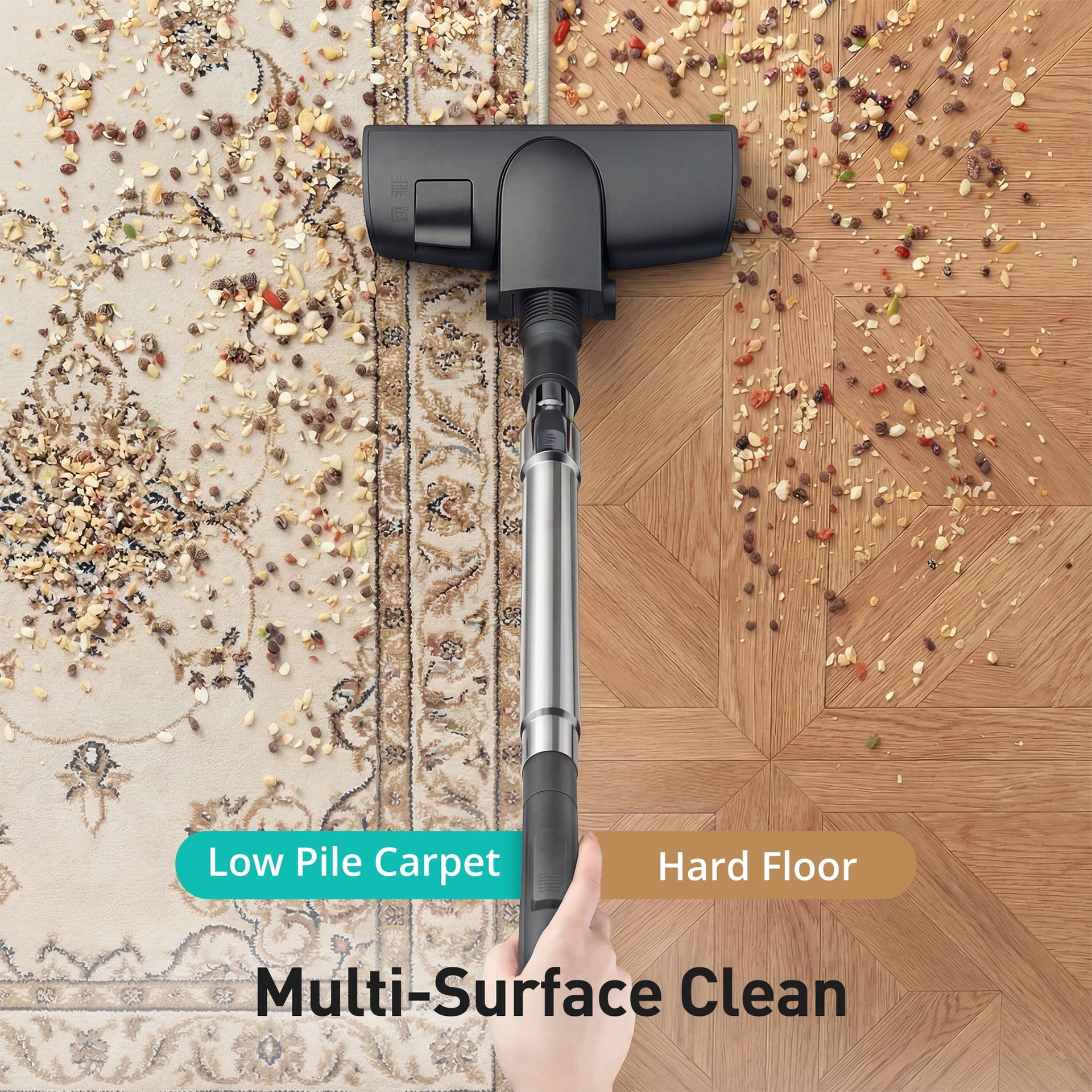 Vacuum Cleaner, 1200W 3.6 QT Bagless Canister Vacuum, Turbo Brush, Double HEPA Filter, Silver Purple