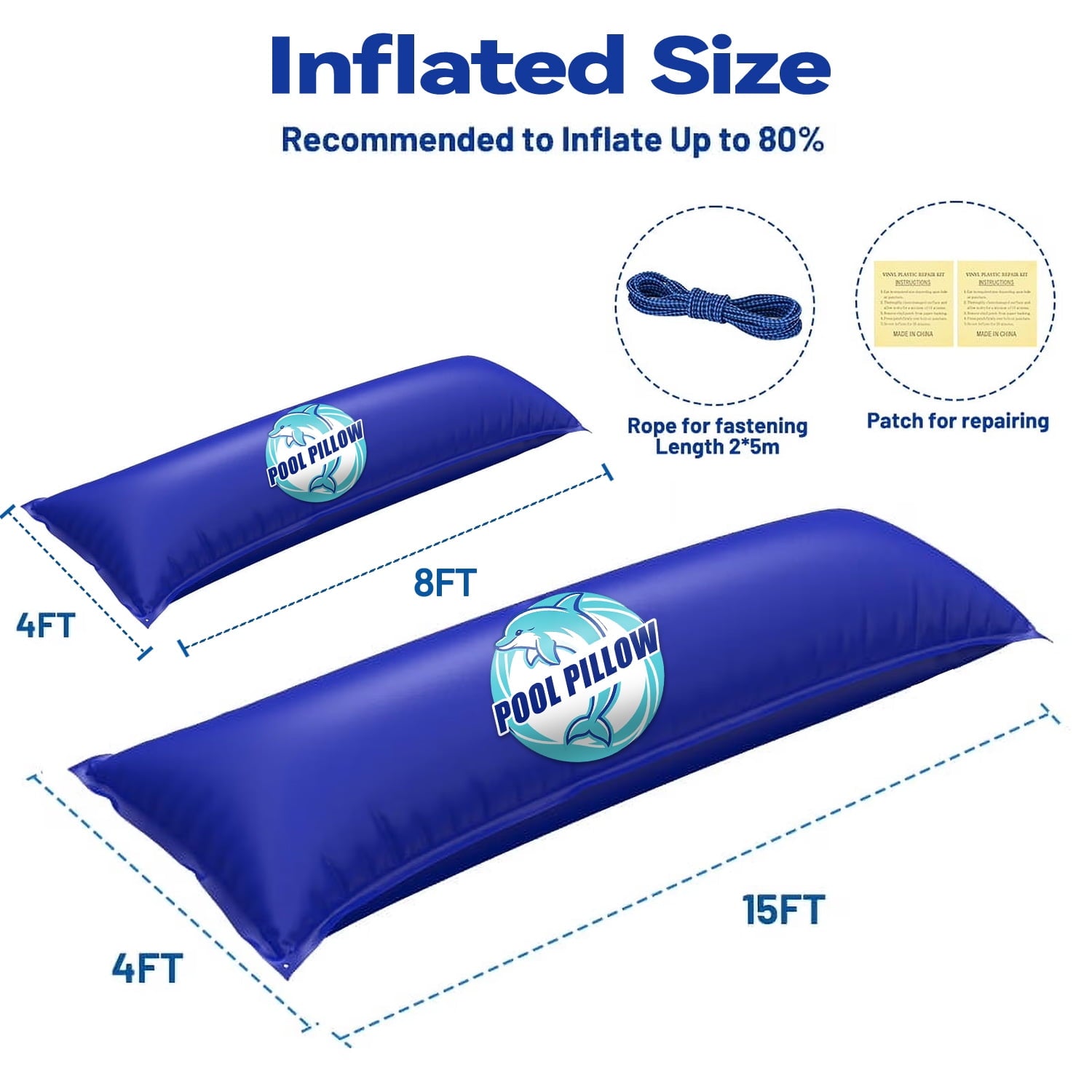 Pool Pillows for Above Ground Pools, Heavy Duty Pool Pillows Float, PVC Winter Pool Air Pillow, 4x8FT